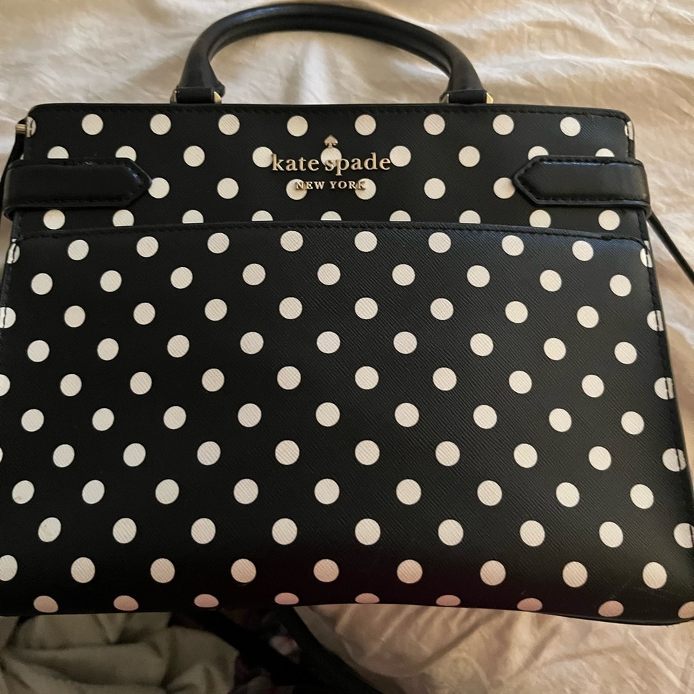 Black and white polka dot Kate spade with wallet. Gently used.
